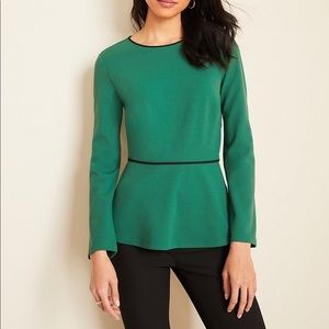 Ann Taylor Green Peplum Top XL